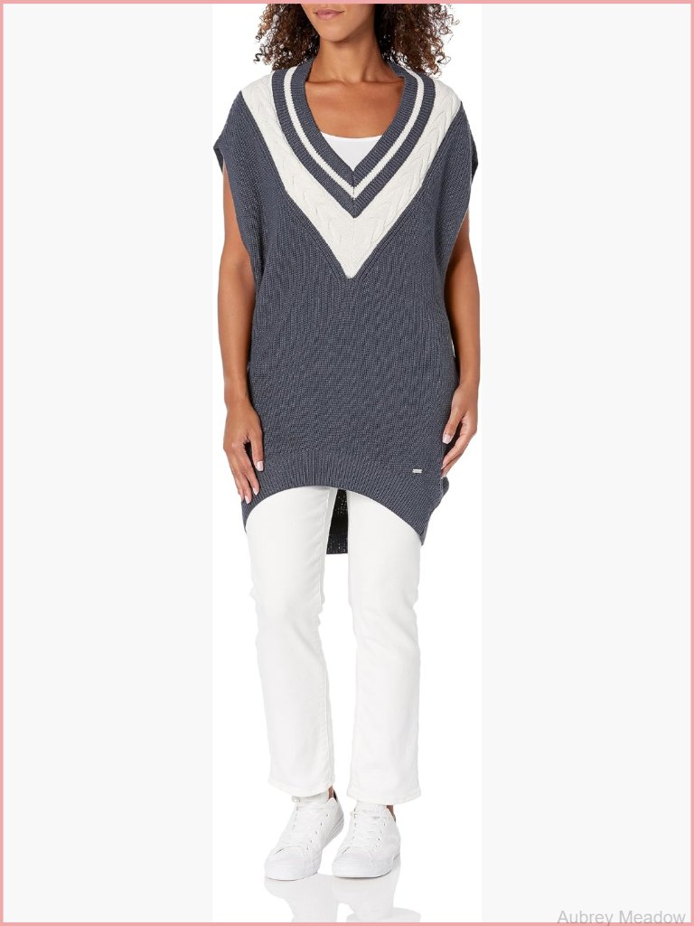 Wool Blend Deep V Oversized Sweater Vest